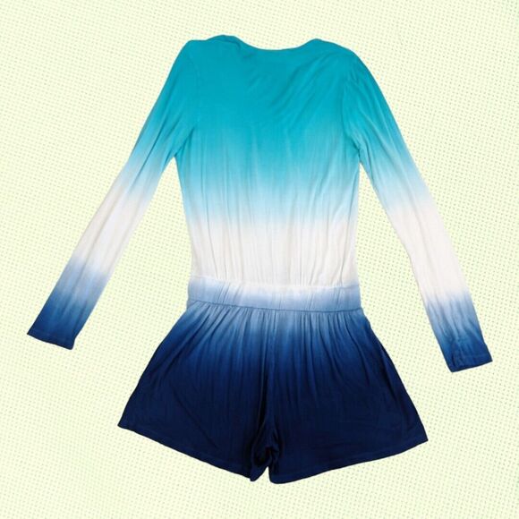 Young Fabulous & Broke Romper S Howell Blue Ombre Surplice V-Neck beachy coastal - Picture 3 of 5